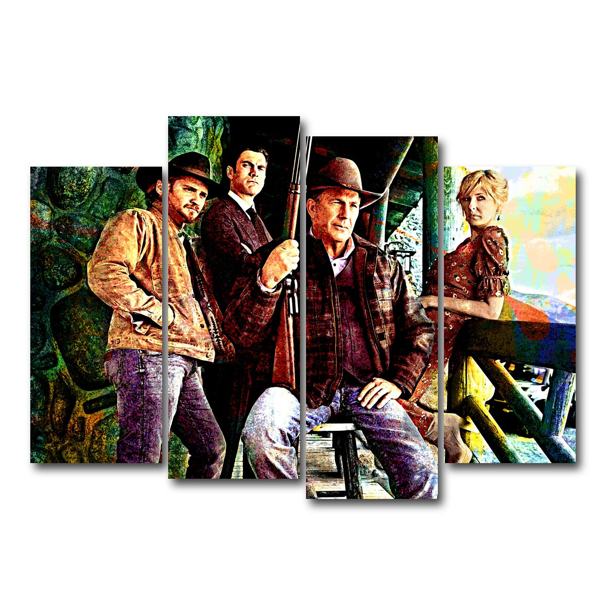 AUTO-MOCKUP WHITE | Yellowstone - Dutton Family | 4 Piece | Gallery Wrap Canvas | group=4_normal