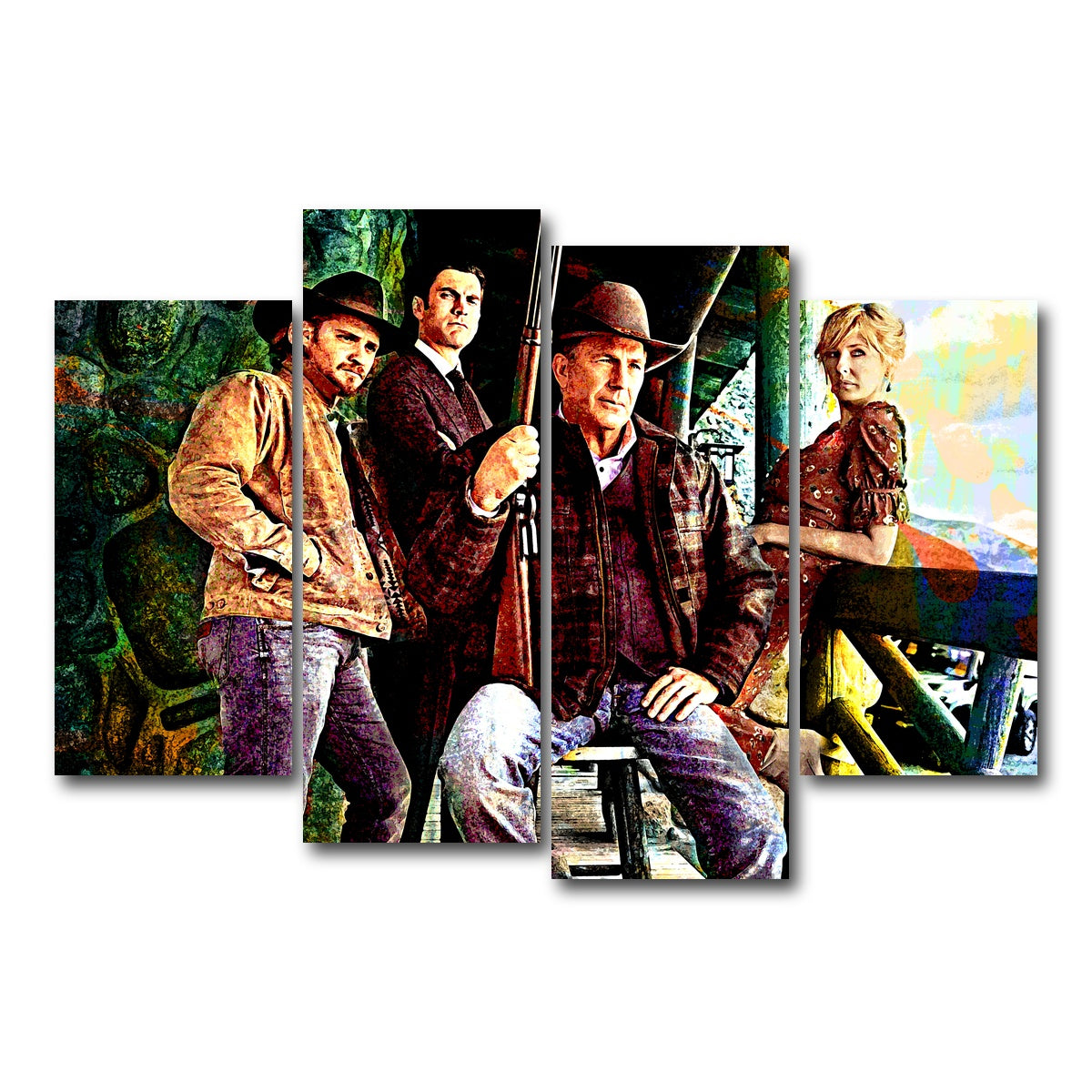 AUTO-MOCKUP WHITE | Yellowstone - Dutton Family | 4 Piece | Gallery Wrap Canvas | group=4_short