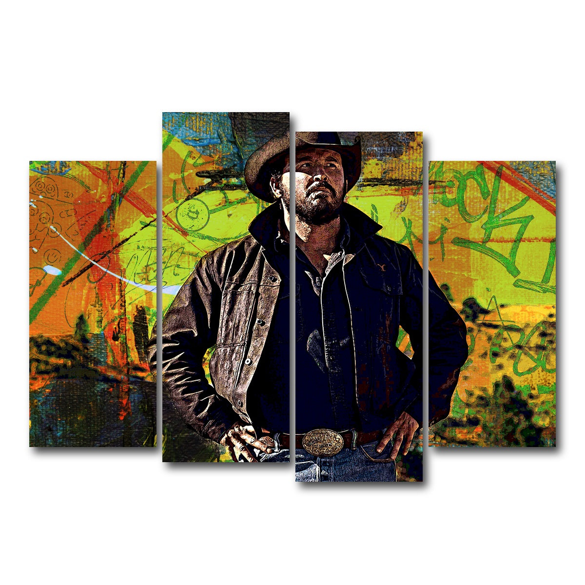 AUTO-MOCKUP WHITE | Yellowstone - Rip Wheeler | 4 Piece | Gallery Wrap Canvas | group=4_normal