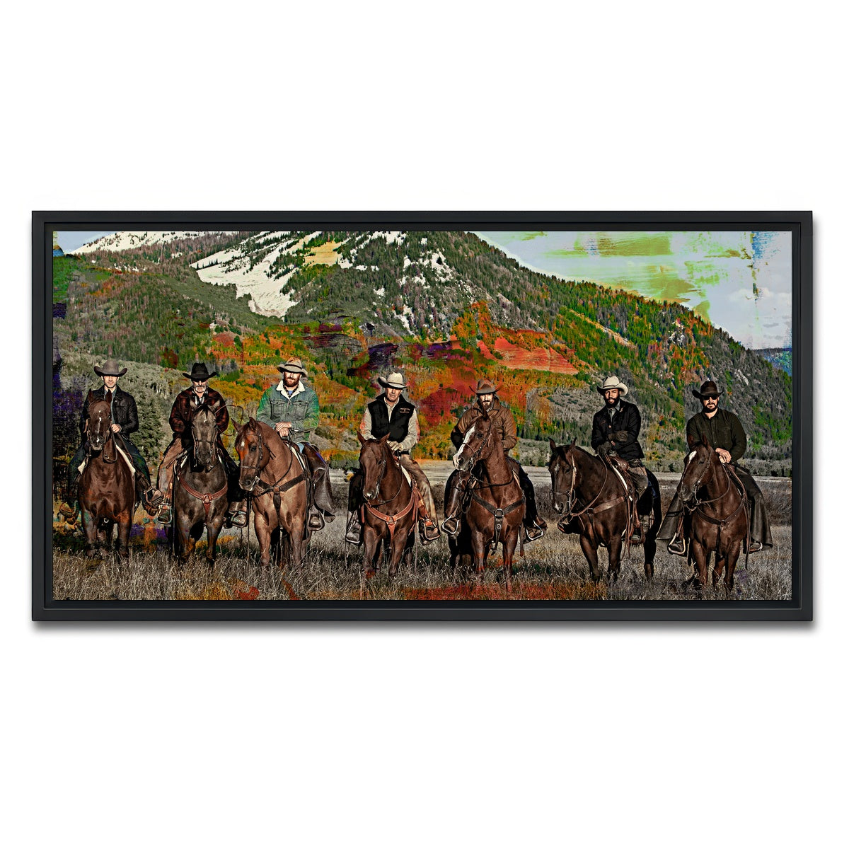 AUTO-MOCKUP WHITE | Yellowstone Horse Lineup | 1 Piece | Black Framed Canvas | group=2x1
