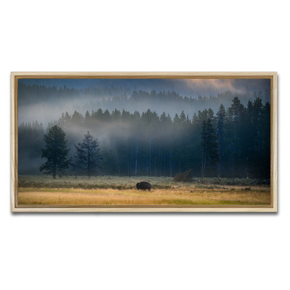 AUTO-MOCKUP WHITE | Yellowstone at Dawn | 1 Piece | Natural Framed Canvas | group=2x1