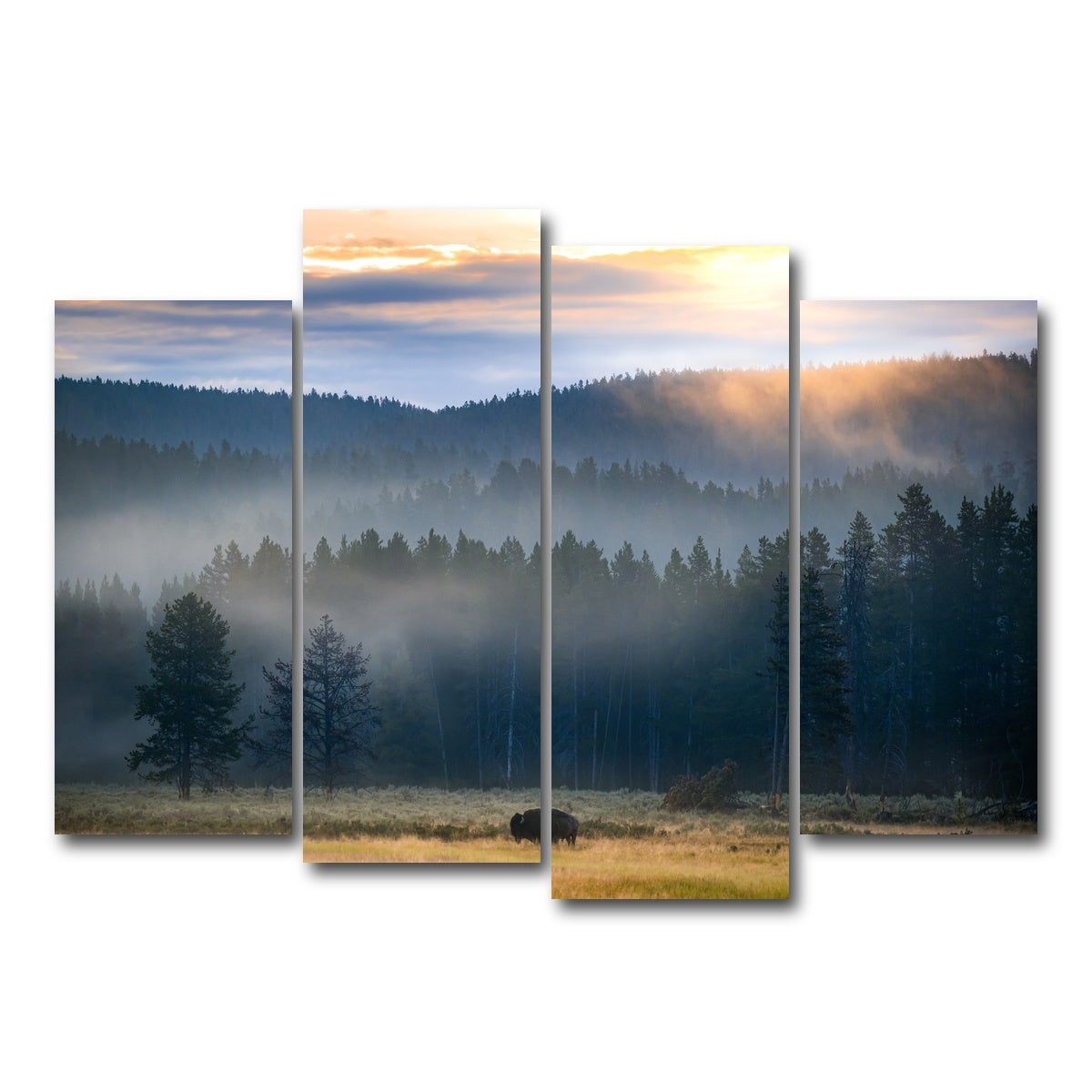 AUTO-MOCKUP WHITE | Yellowstone at Dawn | 4 Piece | Gallery Wrap Canvas | group=4_normal