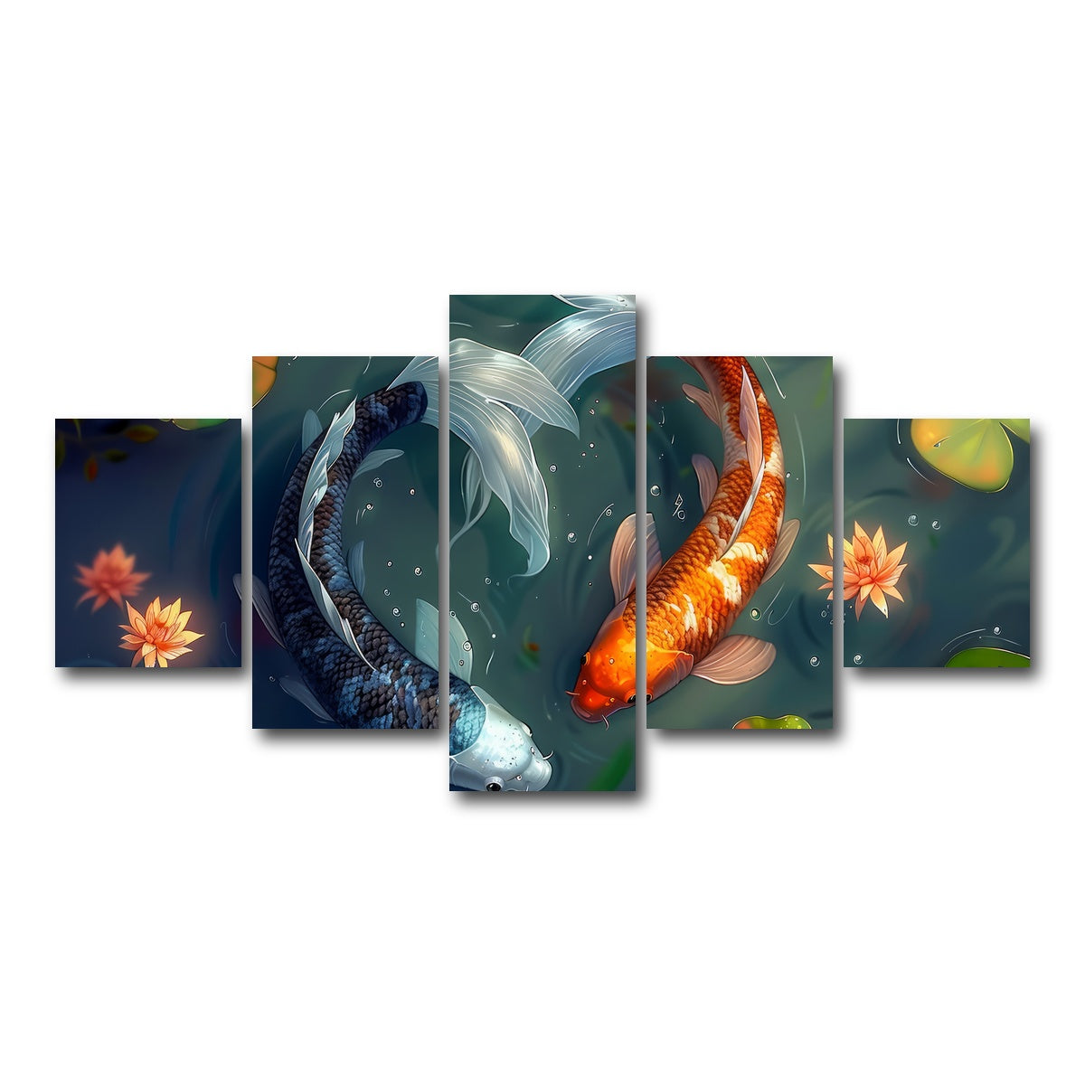 AUTO-MOCKUP WHITE | Yin and Yang Koi Fish | 5 Piece | Gallery Wrap Canvas | group=5_short