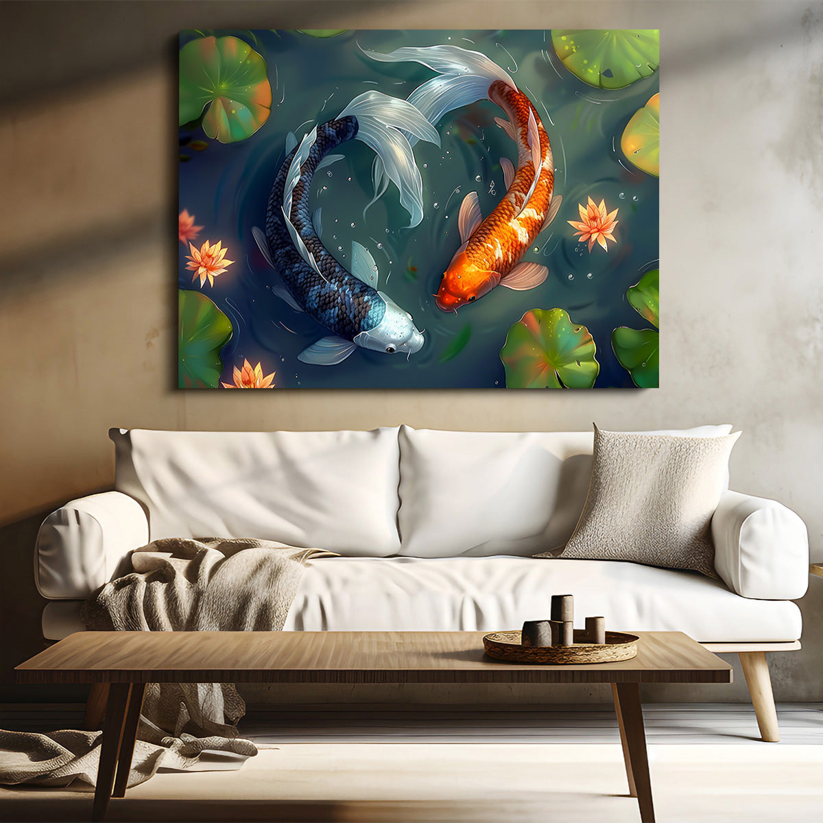 Yin and Yang Koi Fish Wall Art