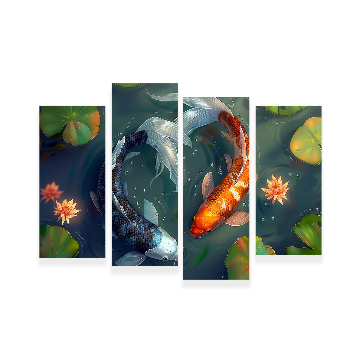 Yin and Yang Koi Fish Wall Art
