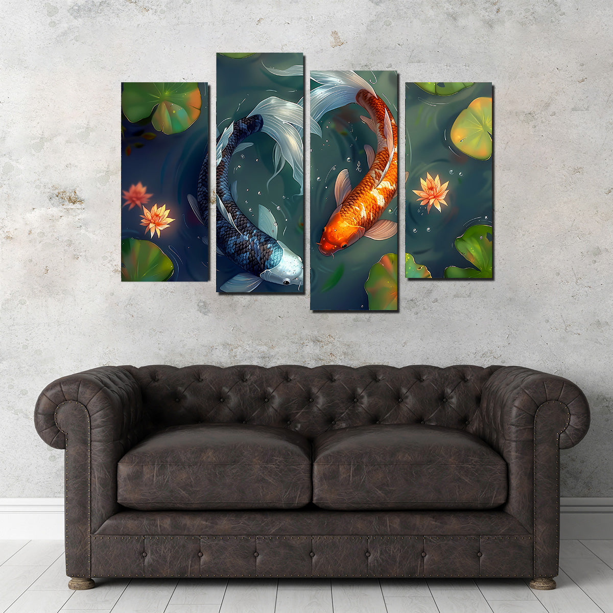 Yin and Yang Koi Fish Wall Art