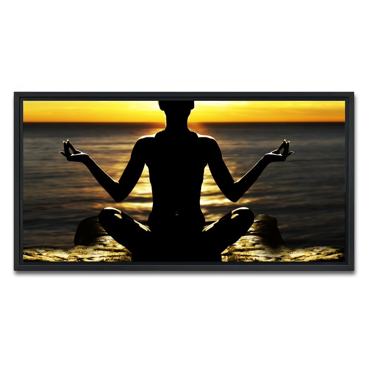 AUTO-MOCKUP WHITE | Yoga Silhouette | 1 Piece | Black Framed Canvas | group=2x1