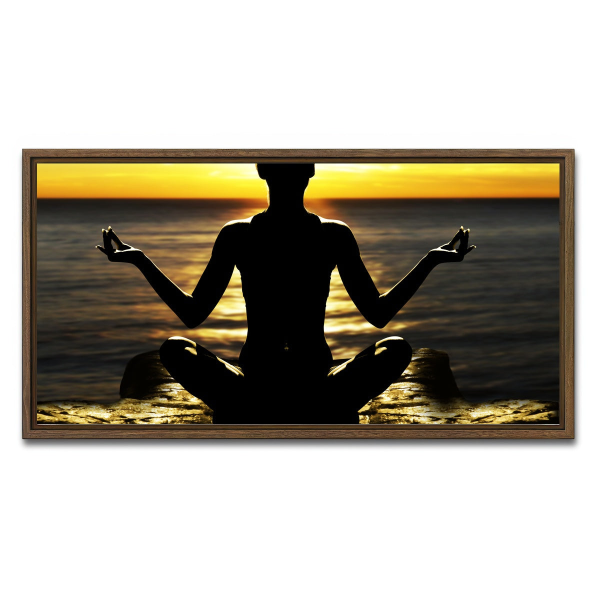 AUTO-MOCKUP WHITE | Yoga Silhouette | 1 Piece | Walnut Framed Canvas | group=2x1