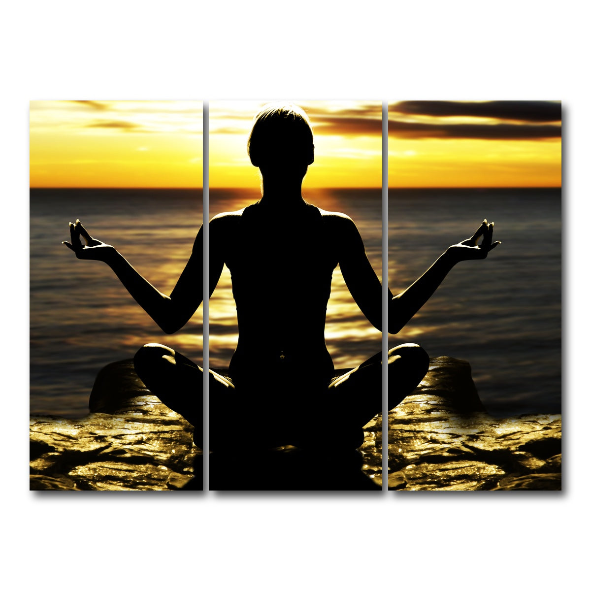 AUTO-MOCKUP WHITE | Yoga Silhouette | 3 Piece | Gallery Wrap Canvas | group=8x18