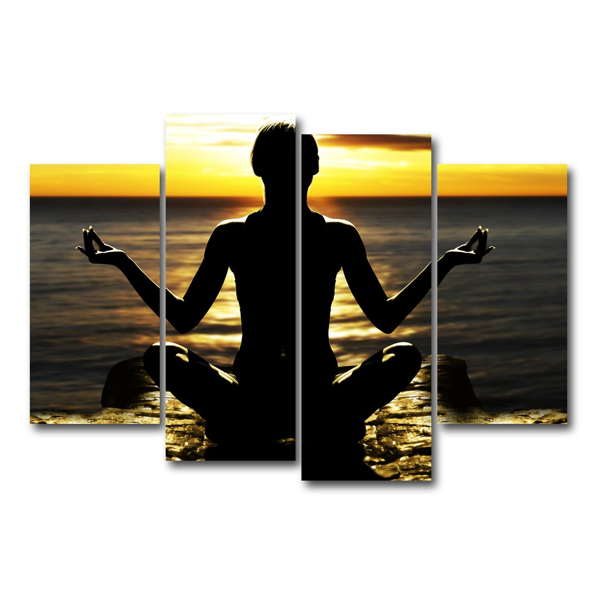 AUTO-MOCKUP WHITE | Yoga Silhouette | 4 Piece | Gallery Wrap Canvas | group=4_short