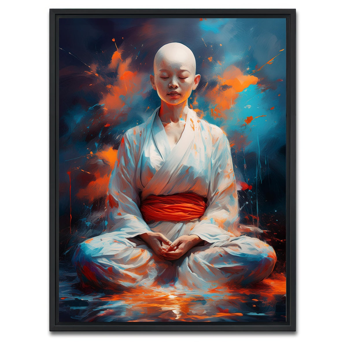 AUTO-MOCKUP WHITE | Young Buddhist Monk | 1 Piece | Black Framed Canvas | group=3x4