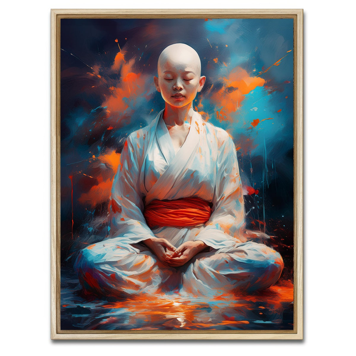 AUTO-MOCKUP WHITE | Young Buddhist Monk | 1 Piece | Natural Framed Canvas | group=3x4
