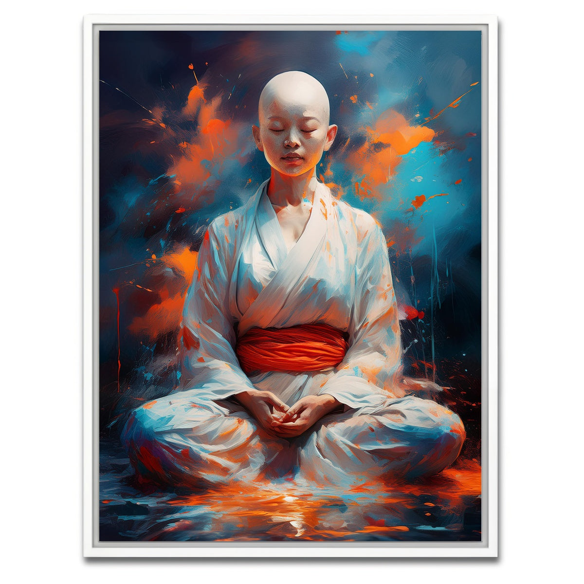 AUTO-MOCKUP WHITE | Young Buddhist Monk | 1 Piece | White Framed Canvas | group=3x4