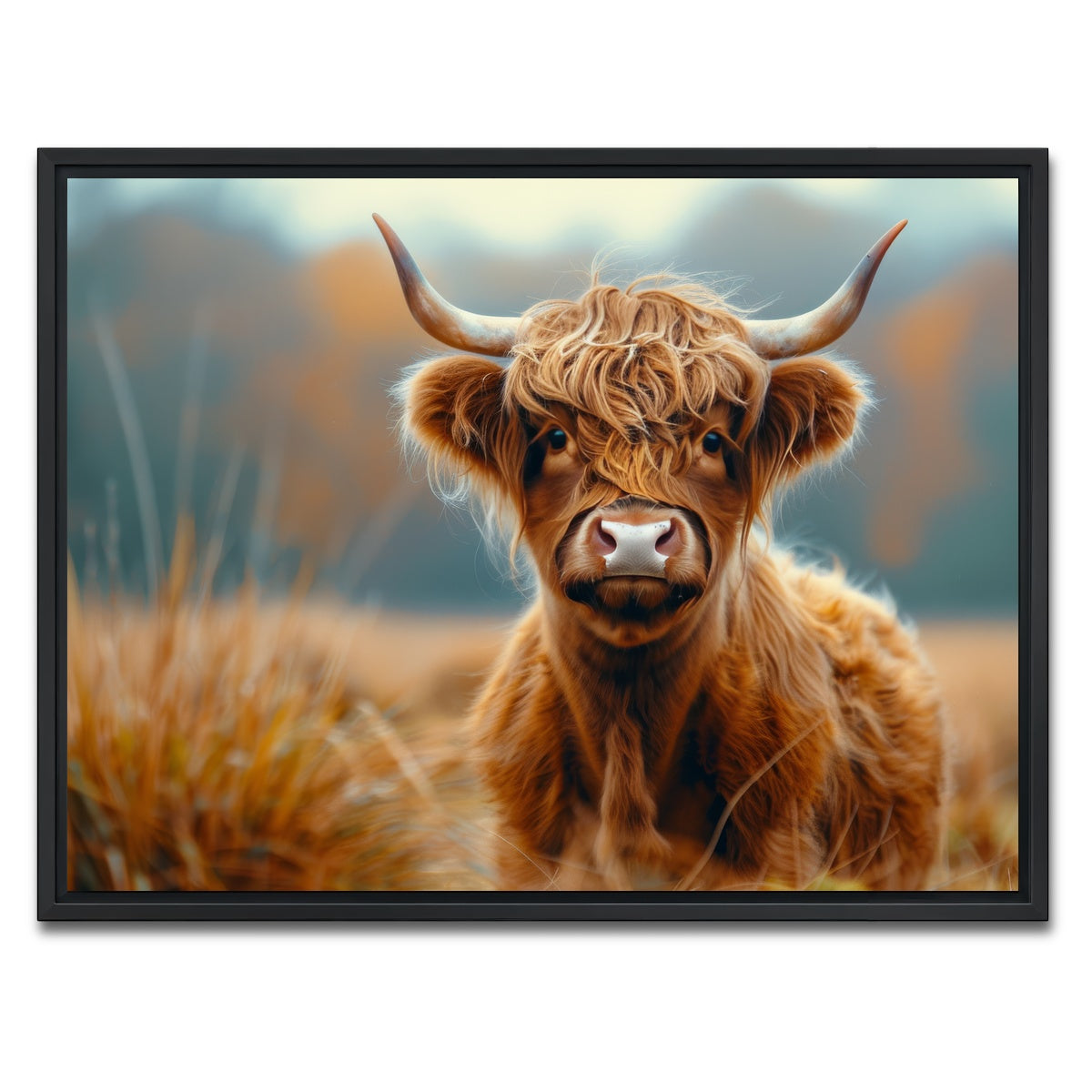 AUTO-MOCKUP WHITE | Young Highland Cow | 1 Piece | Black Framed Canvas | group=4x3