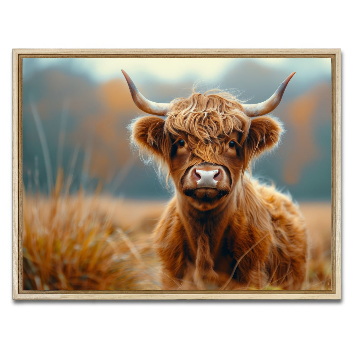 AUTO-MOCKUP WHITE | Young Highland Cow | 1 Piece | Natural Framed Canvas | group=4x3