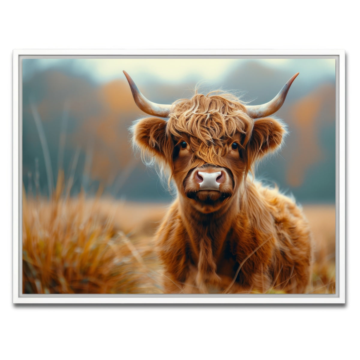 AUTO-MOCKUP WHITE | Young Highland Cow | 1 Piece | White Framed Canvas | group=4x3