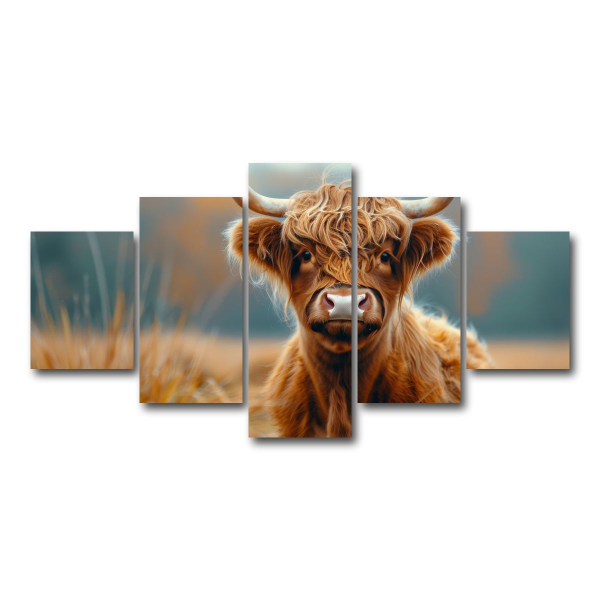 AUTO-MOCKUP WHITE | Young Highland Cow | 5 Piece | Gallery Wrap Canvas | group=5_short