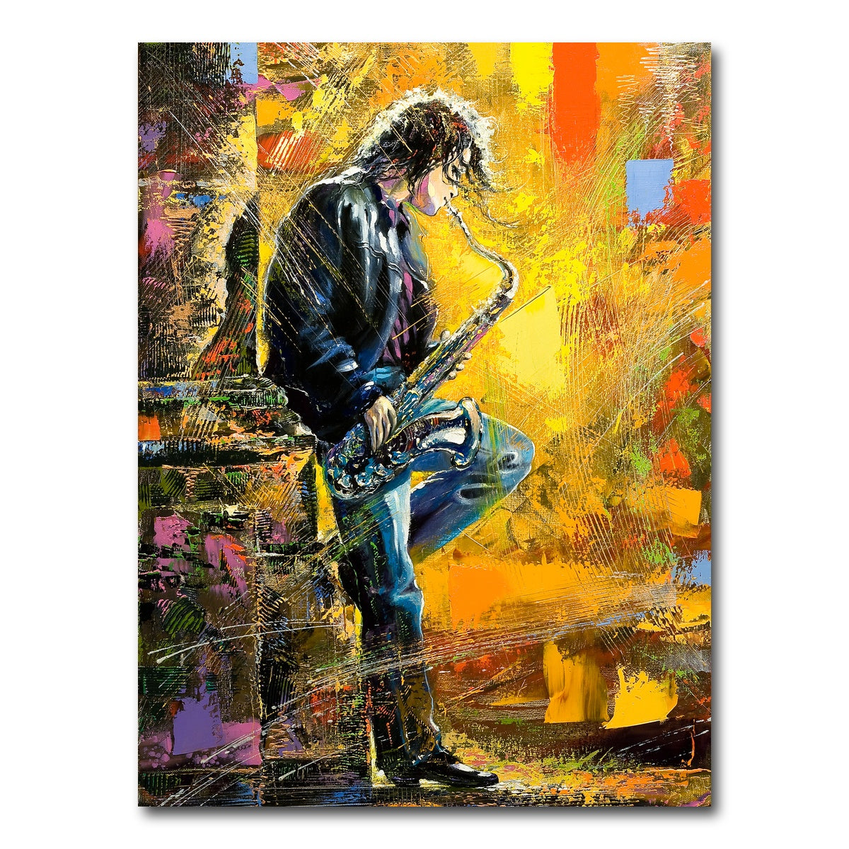 AUTO-MOCKUP WHITE | Young Saxophone Player | 1 Piece | Gallery Wrap Canvas | group=3x4