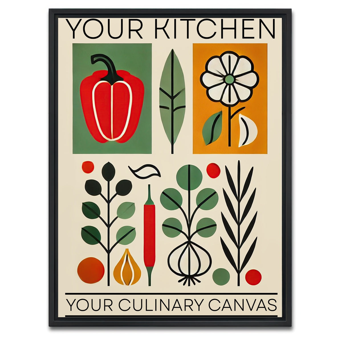 AUTO-MOCKUP WHITE | Your kitchen, your culinary canvas | 1 Piece | Black Framed Canvas | group=3x4