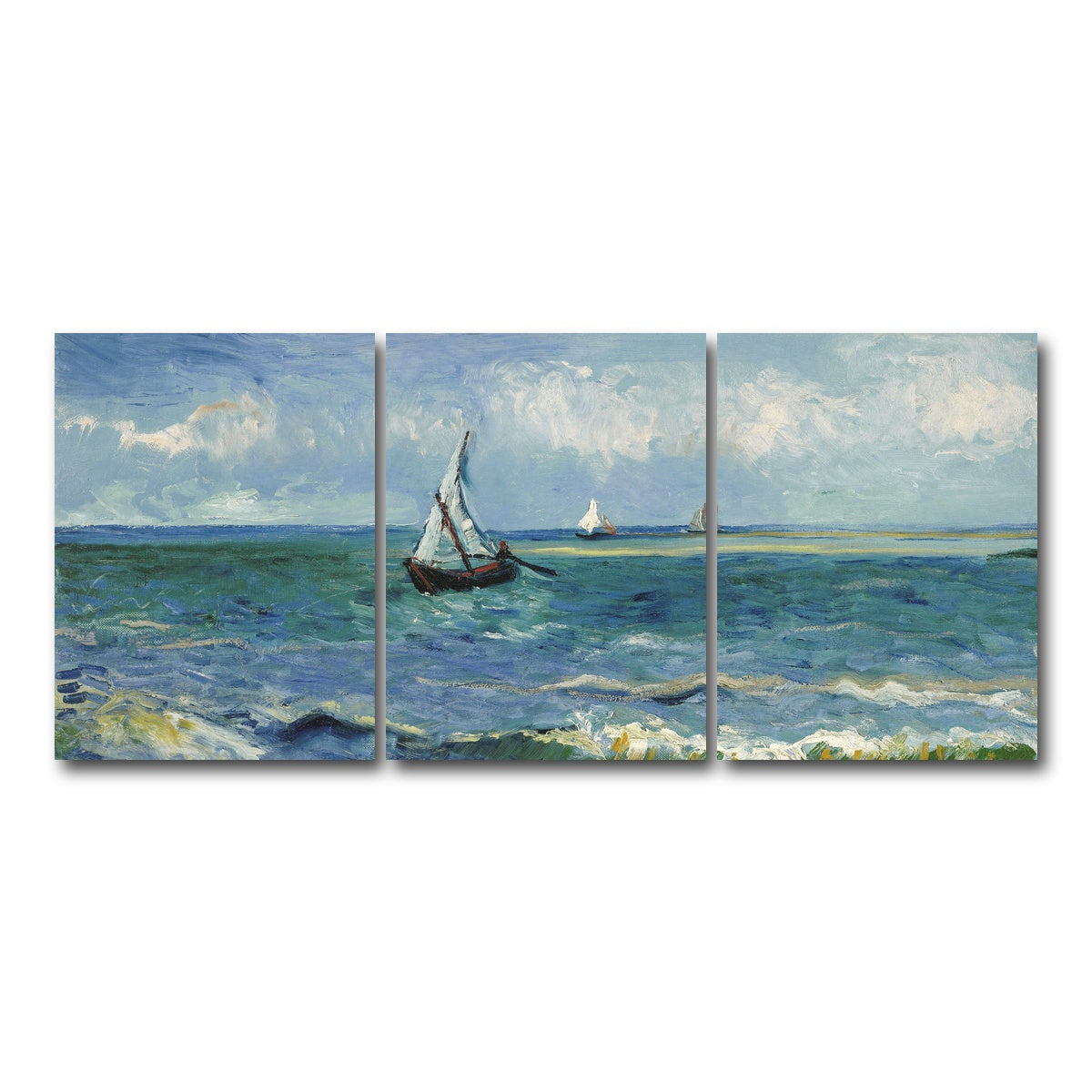 AUTO-MOCKUP WHITE | Zeegezicht bij Les Saintes-Maries-de-la-Mer | 3 Piece | Gallery Wrap Canvas | group=18x24