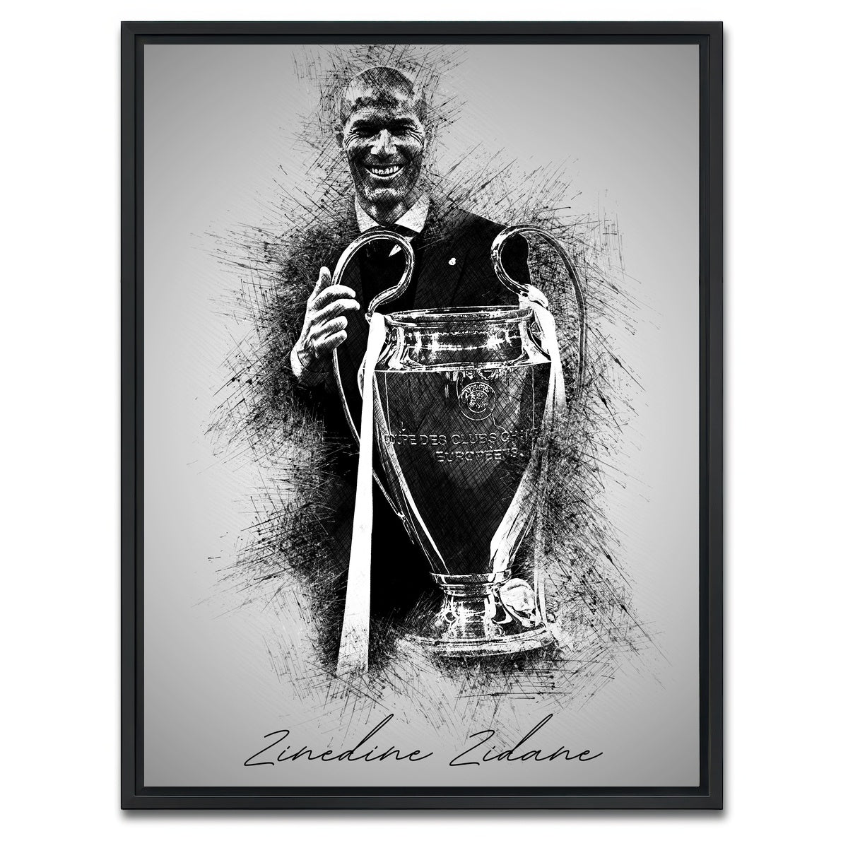 AUTO-MOCKUP WHITE | Zinedine Zidane | 1 Piece | Black Framed Canvas | group=3x4
