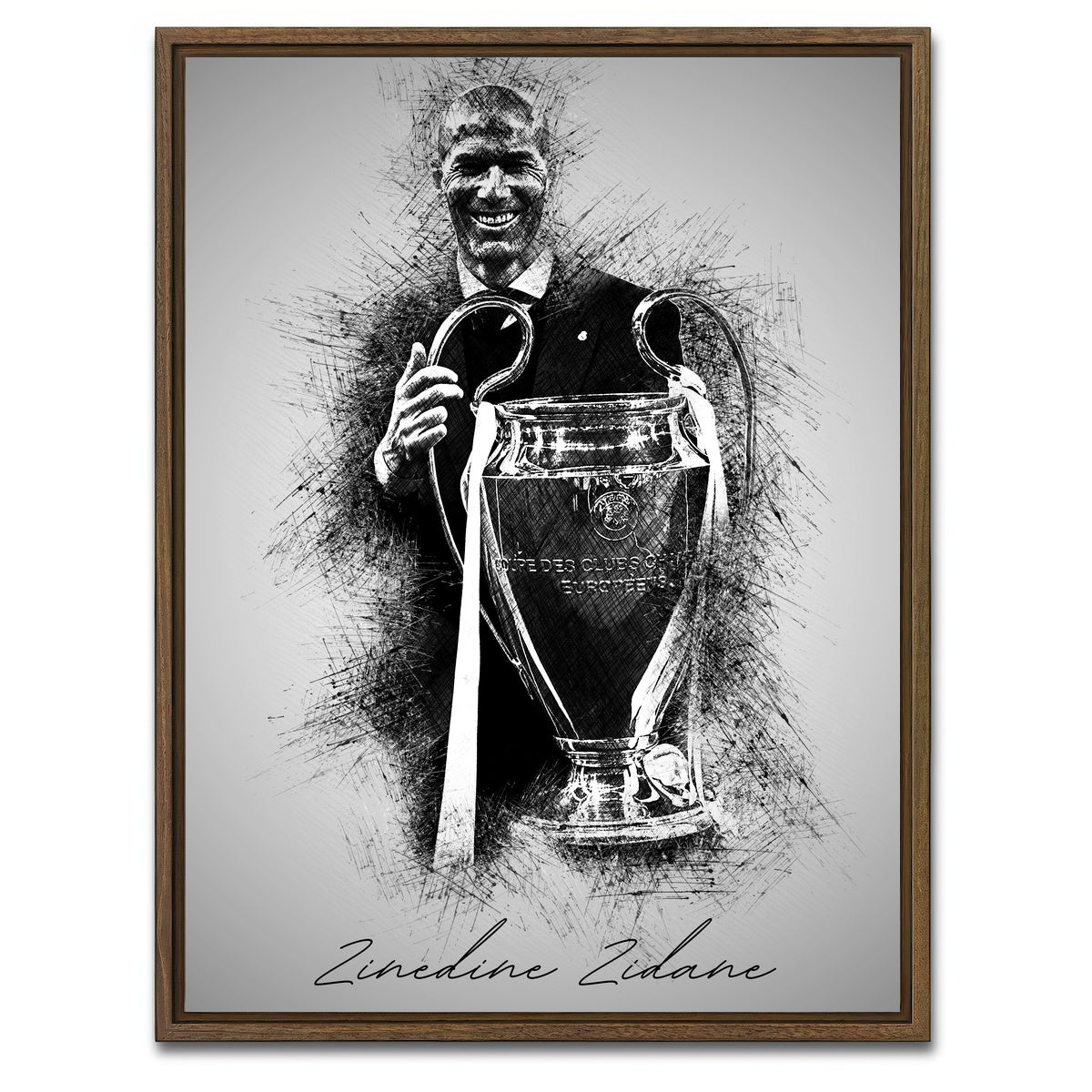 AUTO-MOCKUP WHITE | Zinedine Zidane | 1 Piece | Walnut Framed Canvas | group=3x4
