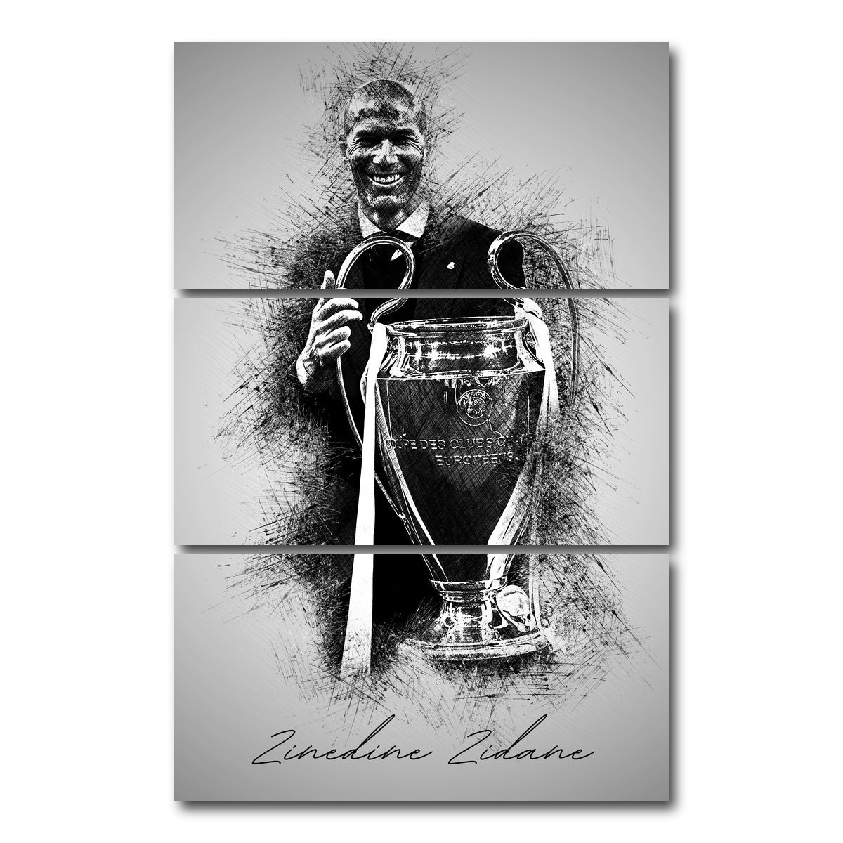 AUTO-MOCKUP WHITE | Zinedine Zidane | 3 Piece | Gallery Wrap Canvas | group=12x24_stacked
