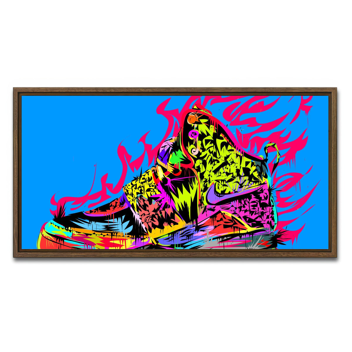 AUTO-MOCKUP WHITE | air yeezy | 1 Piece | Walnut Framed Canvas | group=2x1