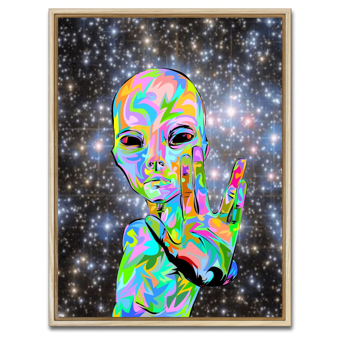 AUTO-MOCKUP WHITE | alien peace | 1 Piece | Natural Framed Canvas | group=3x4