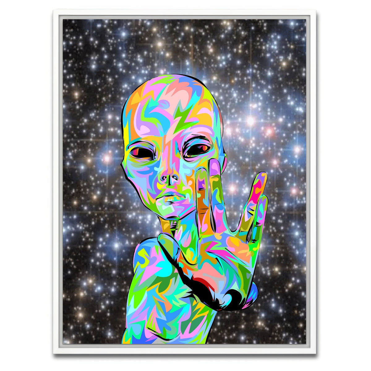AUTO-MOCKUP WHITE | alien peace | 1 Piece | White Framed Canvas | group=3x4