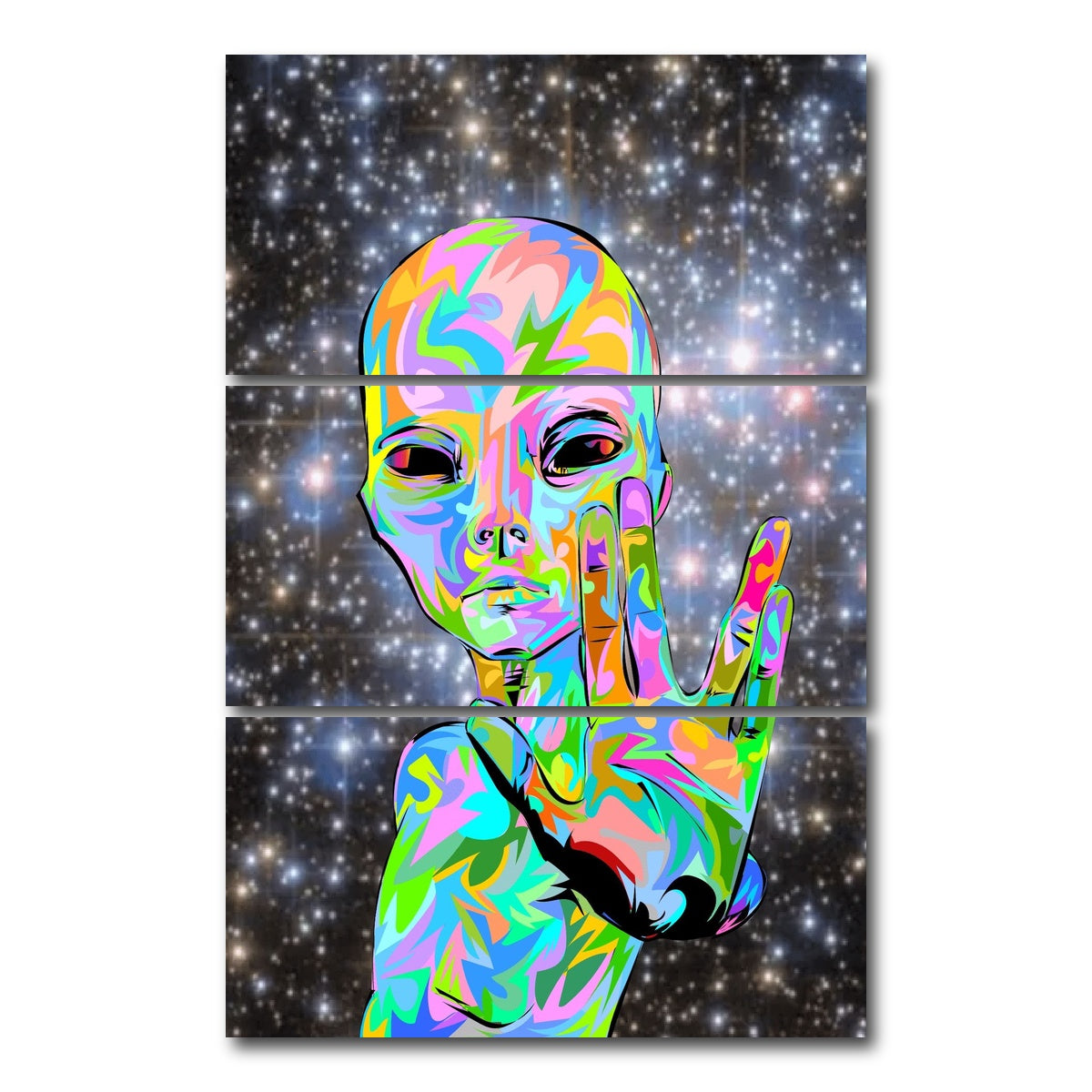 AUTO-MOCKUP WHITE | alien peace | 3 Piece | Gallery Wrap Canvas | group=12x24_stacked