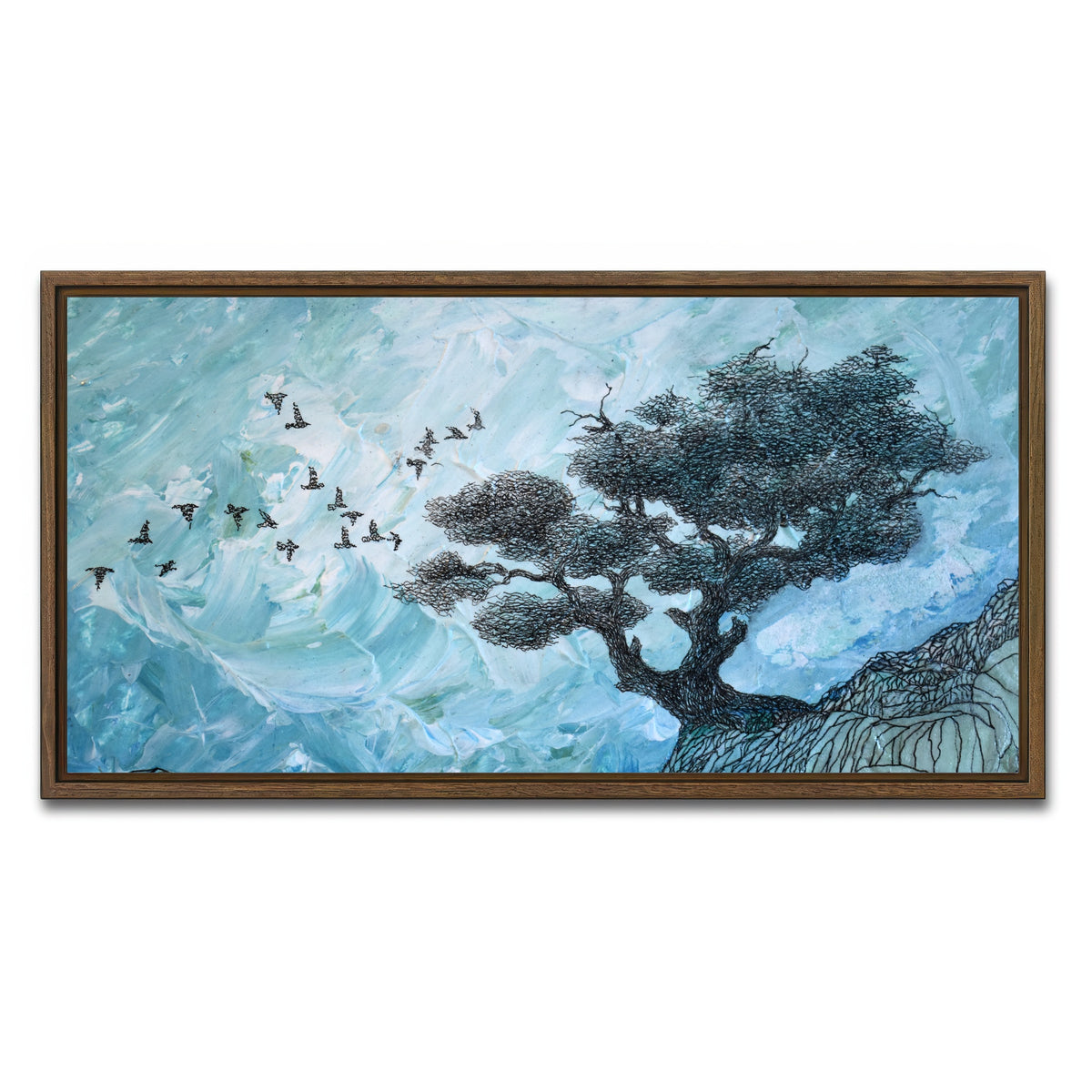 AUTO-MOCKUP WHITE | alone, content | 1 Piece | Walnut Framed Canvas | group=2x1