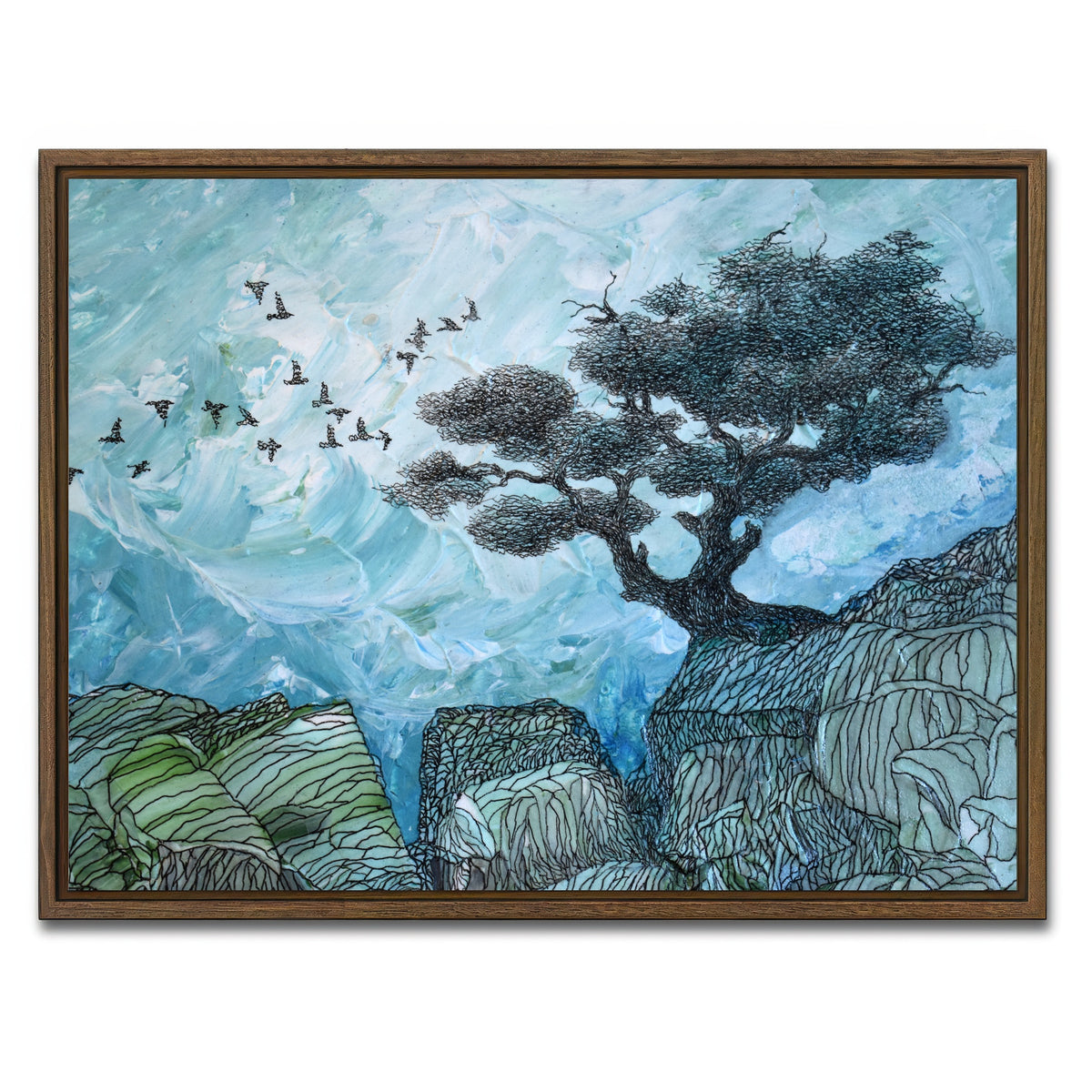 AUTO-MOCKUP WHITE | alone, content | 1 Piece | Walnut Framed Canvas | group=4x3