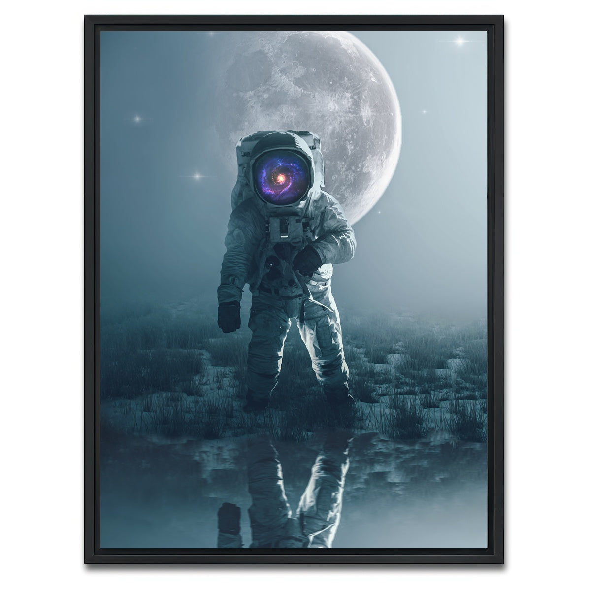 AUTO-MOCKUP WHITE | astronaut alone | 1 Piece | Black Framed Canvas | group=3x4