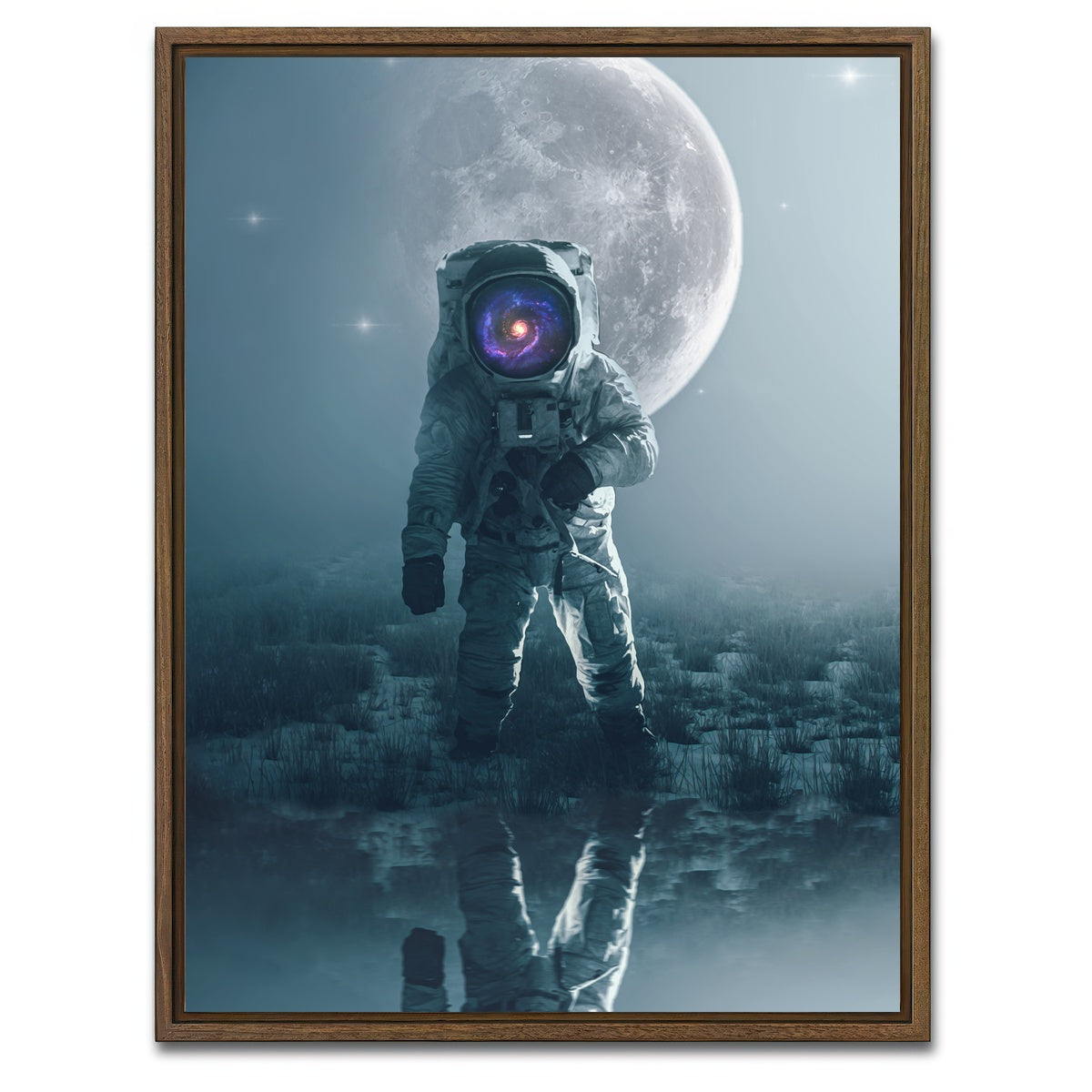 AUTO-MOCKUP WHITE | astronaut alone | 1 Piece | Walnut Framed Canvas | group=3x4