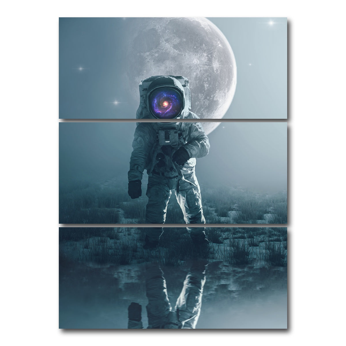 AUTO-MOCKUP WHITE | astronaut alone | 3 Piece | Gallery Wrap Canvas | group=8x18_stacked