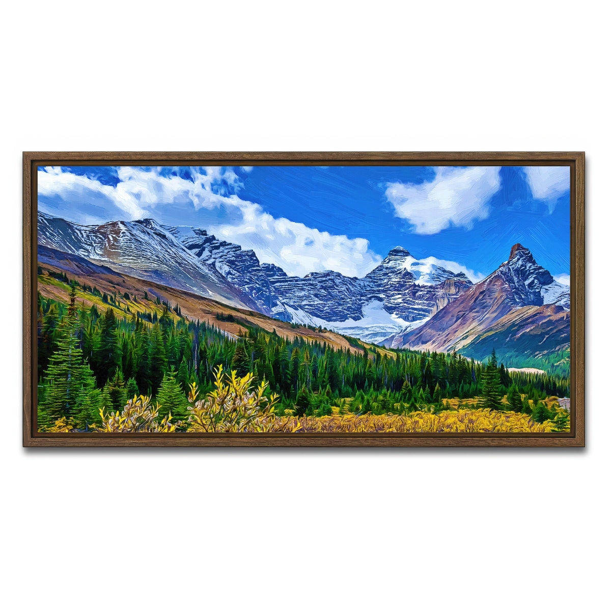 AUTO-MOCKUP WHITE | autumn mountains | 1 Piece | Walnut Framed Canvas | group=2x1