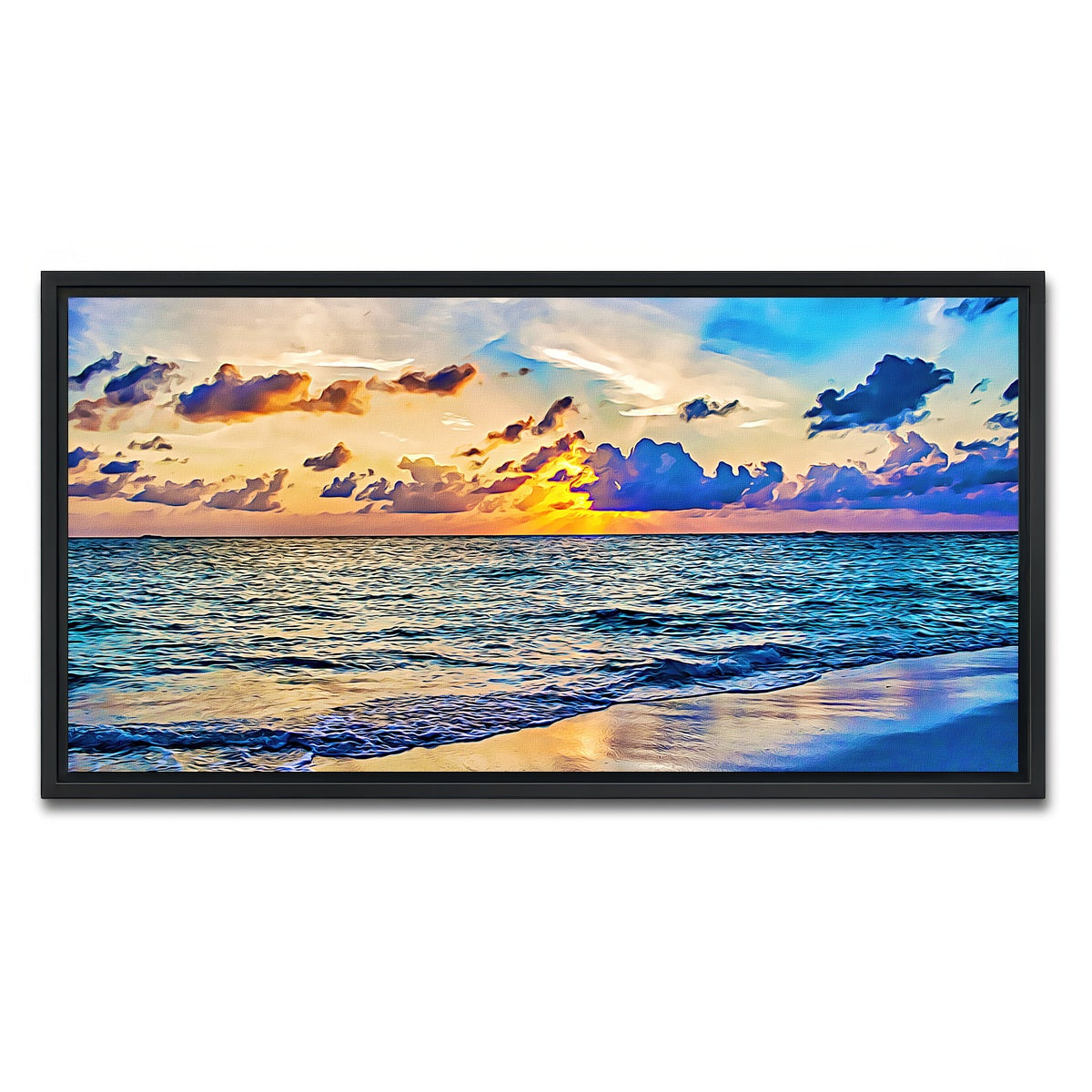 AUTO-MOCKUP WHITE | azure sunset | 1 Piece | Black Framed Canvas | group=2x1