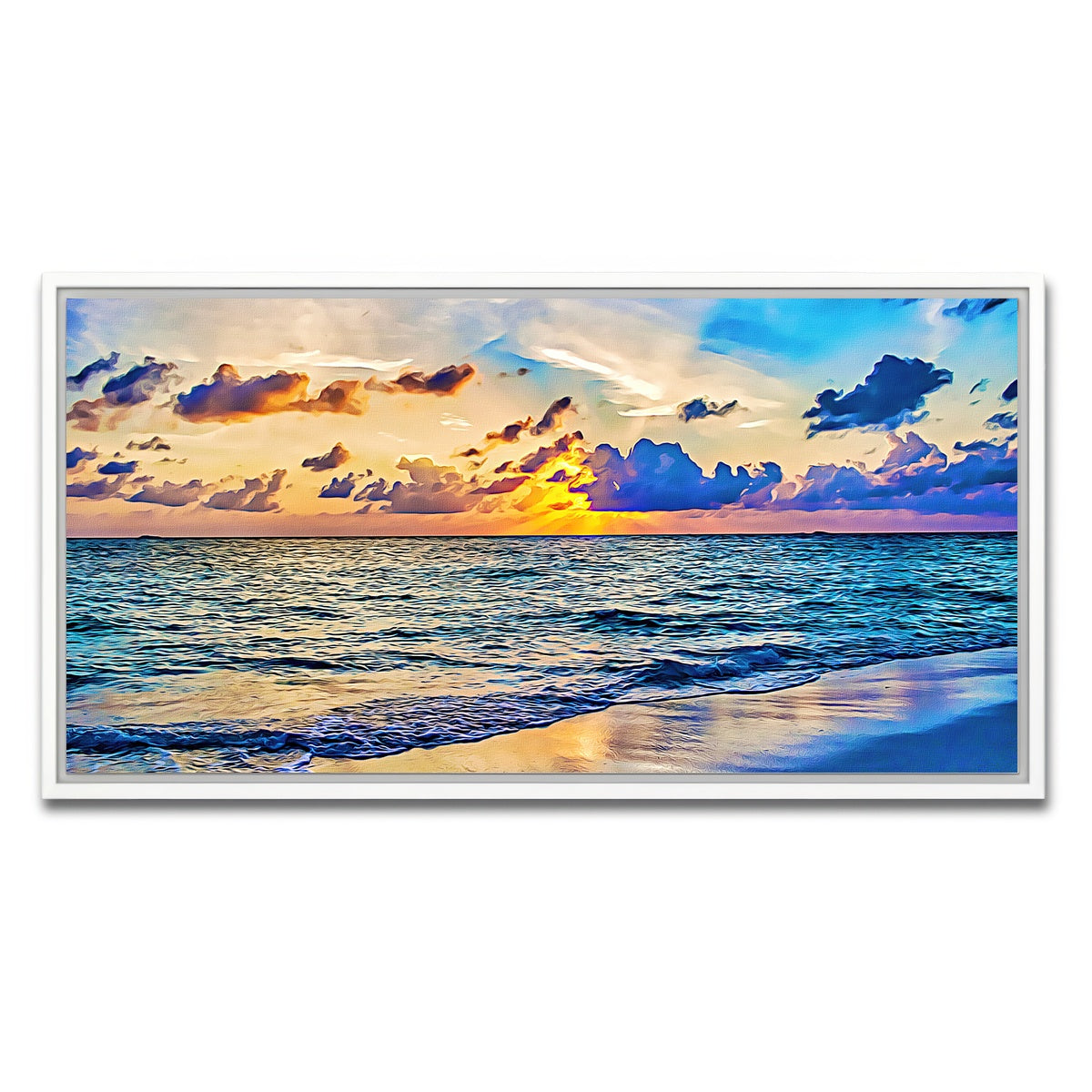 AUTO-MOCKUP WHITE | azure sunset | 1 Piece | White Framed Canvas | group=2x1