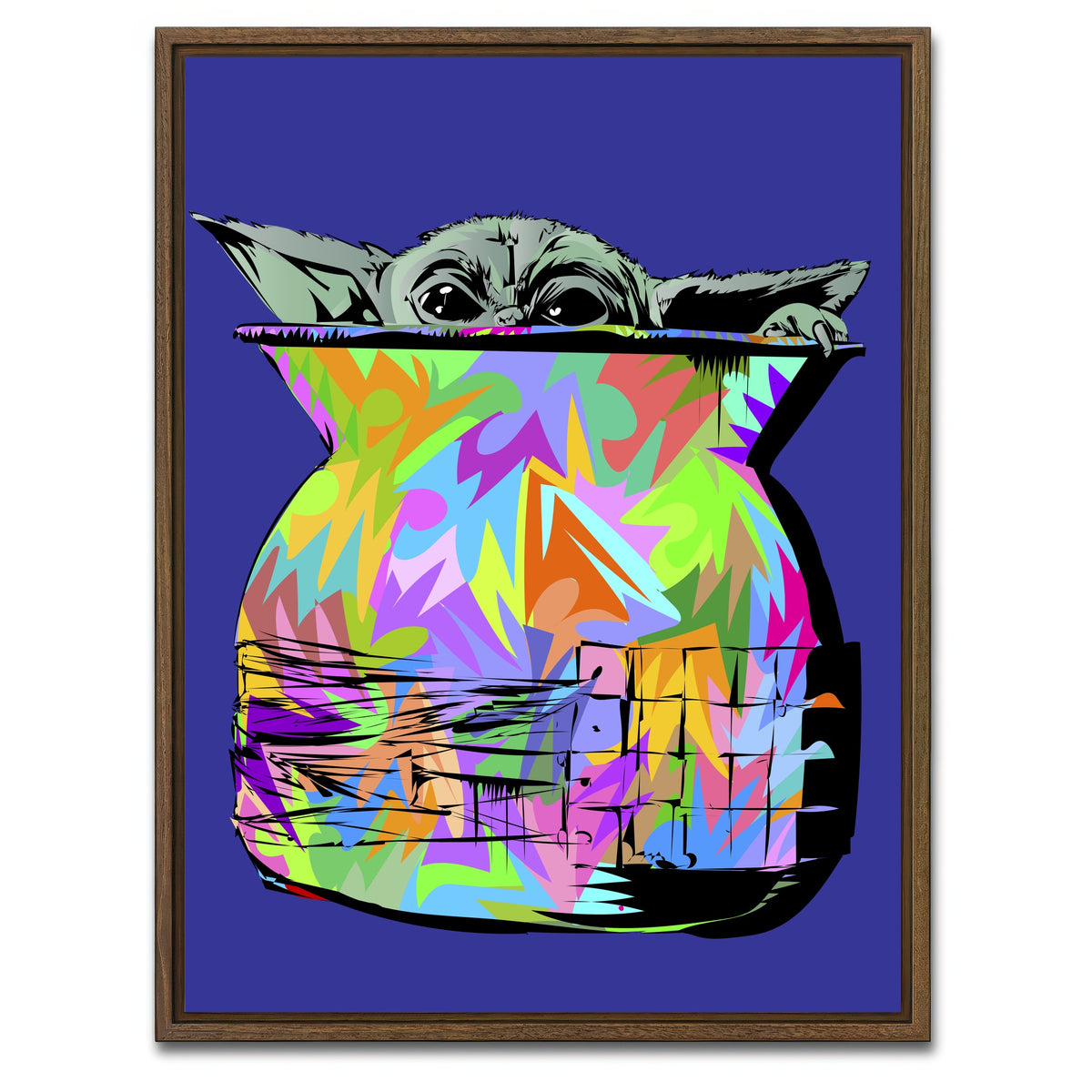 AUTO-MOCKUP WHITE | baby yoda | 1 Piece | Walnut Framed Canvas | group=3x4