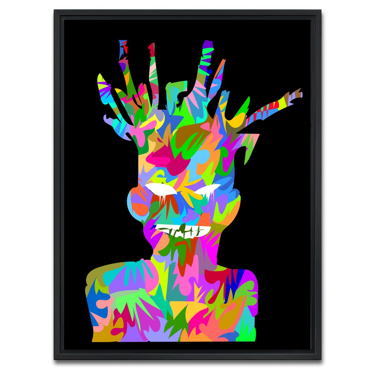 AUTO-MOCKUP WHITE | basquiat self portrait | 1 Piece | Black Framed Canvas | group=3x4