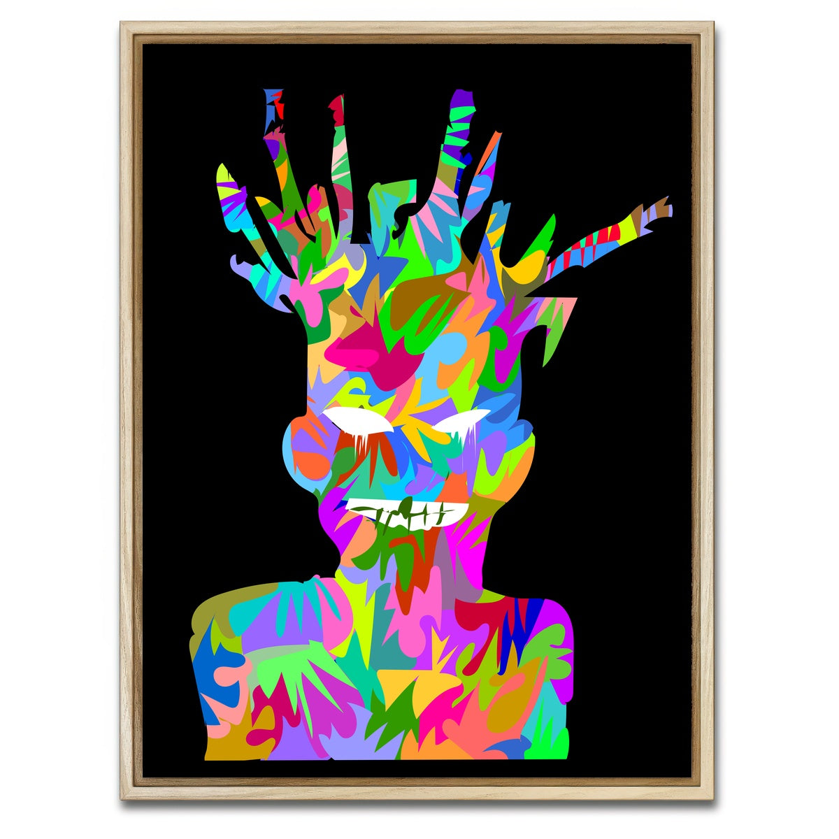 AUTO-MOCKUP WHITE | basquiat self portrait | 1 Piece | Natural Framed Canvas | group=3x4