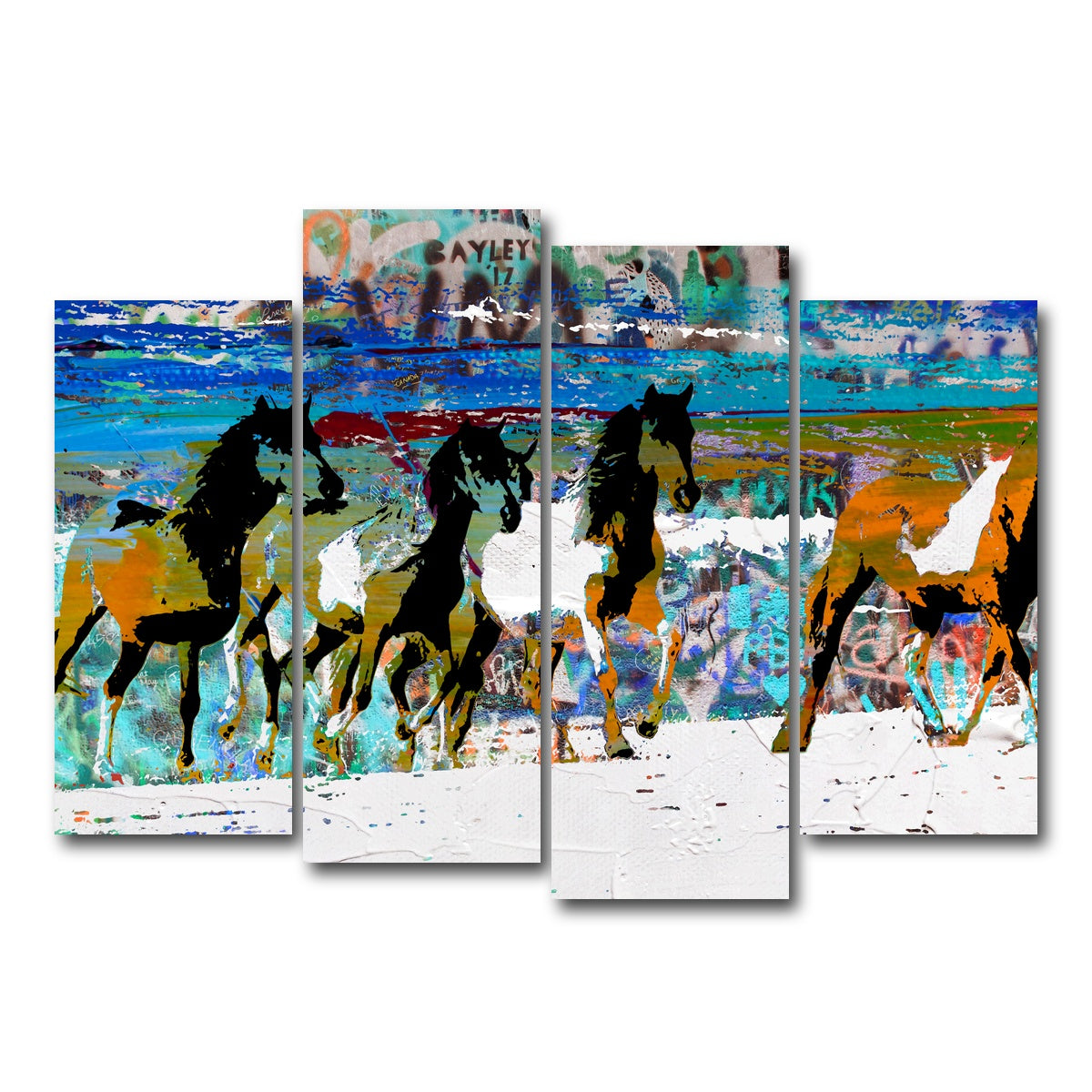 AUTO-MOCKUP WHITE | beach horses 3 | 4 Piece | Gallery Wrap Canvas | group=4_normal