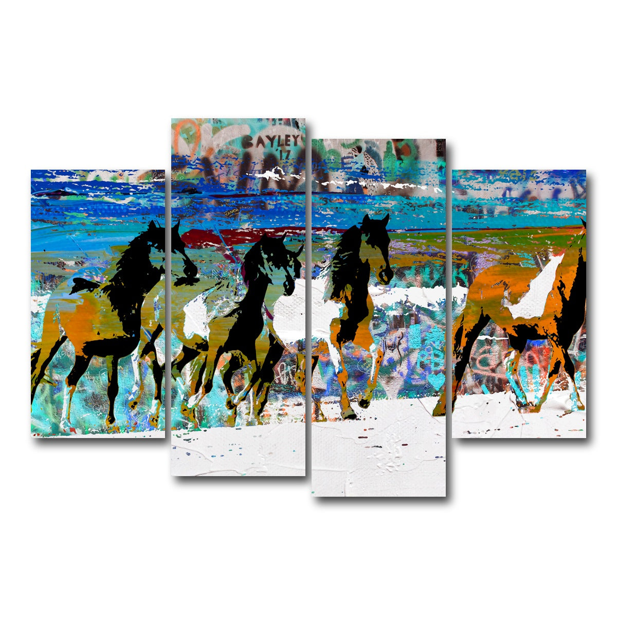 AUTO-MOCKUP WHITE | beach horses 3 | 4 Piece | Gallery Wrap Canvas | group=4_short