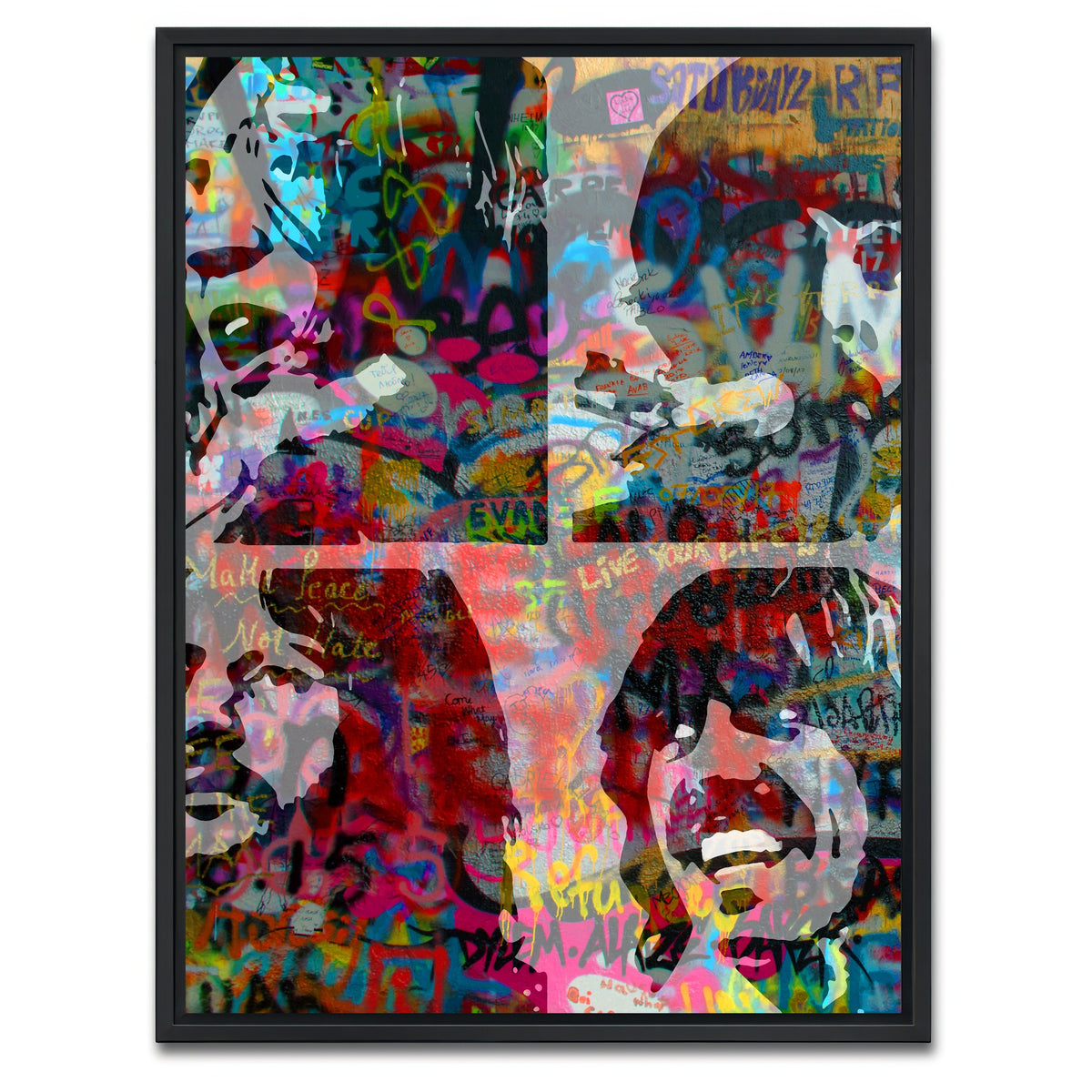 AUTO-MOCKUP WHITE | beatles heavy graffiti | 1 Piece | Black Framed Canvas | group=3x4