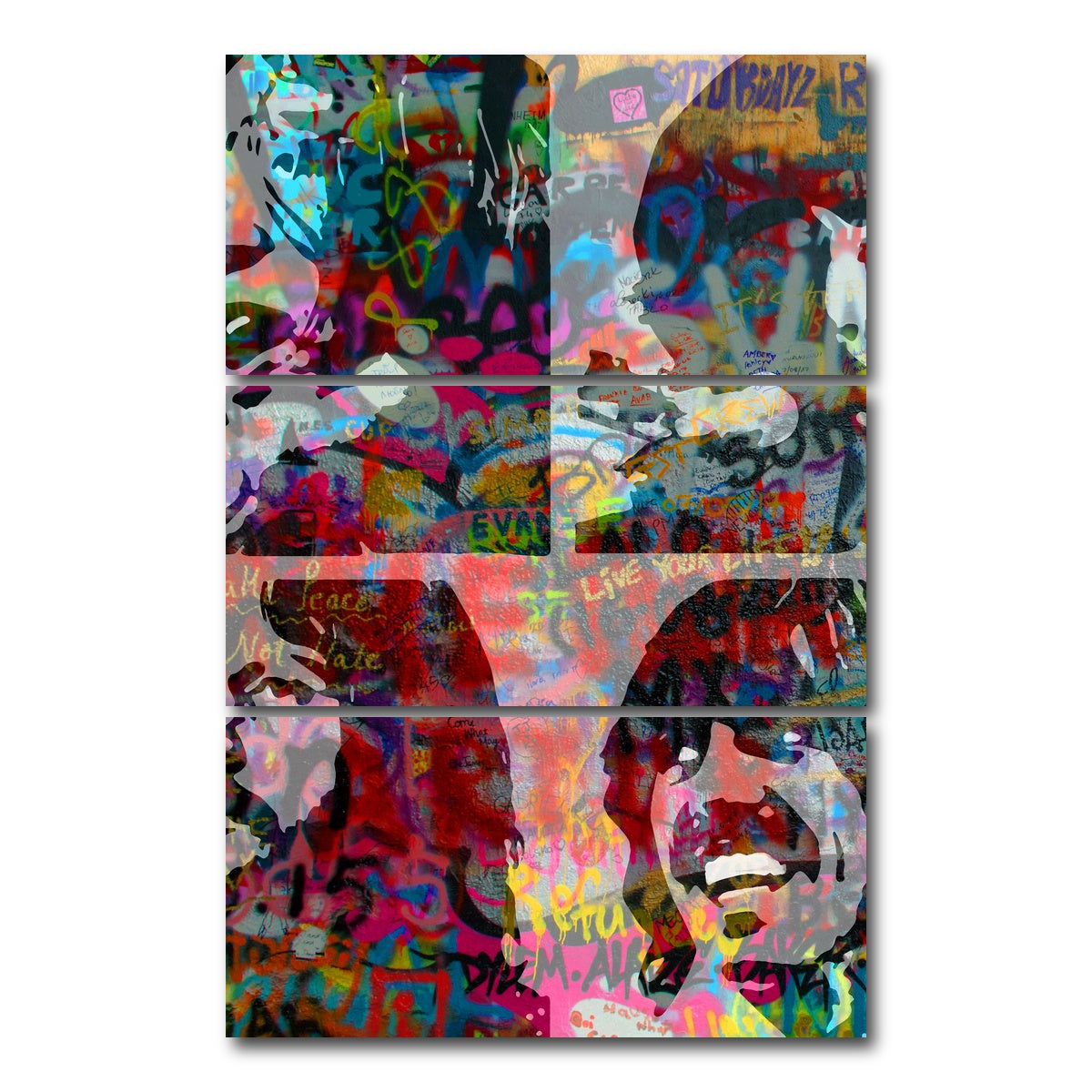AUTO-MOCKUP WHITE | beatles heavy graffiti | 3 Piece | Gallery Wrap Canvas | group=12x24_stacked