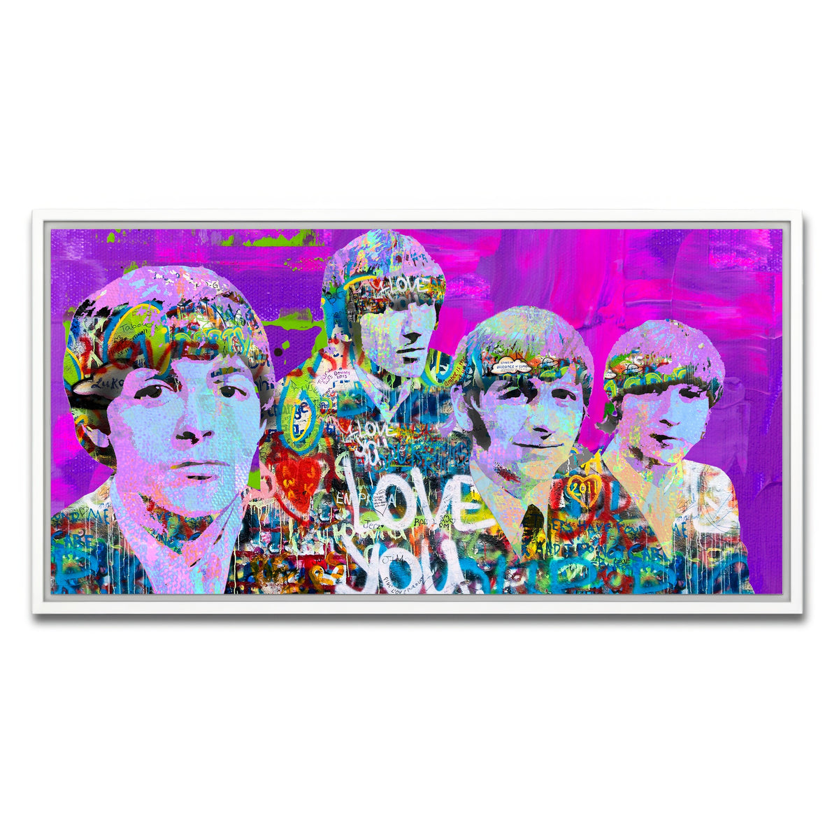 AUTO-MOCKUP WHITE | beatles love you | 1 Piece | White Framed Canvas | group=2x1