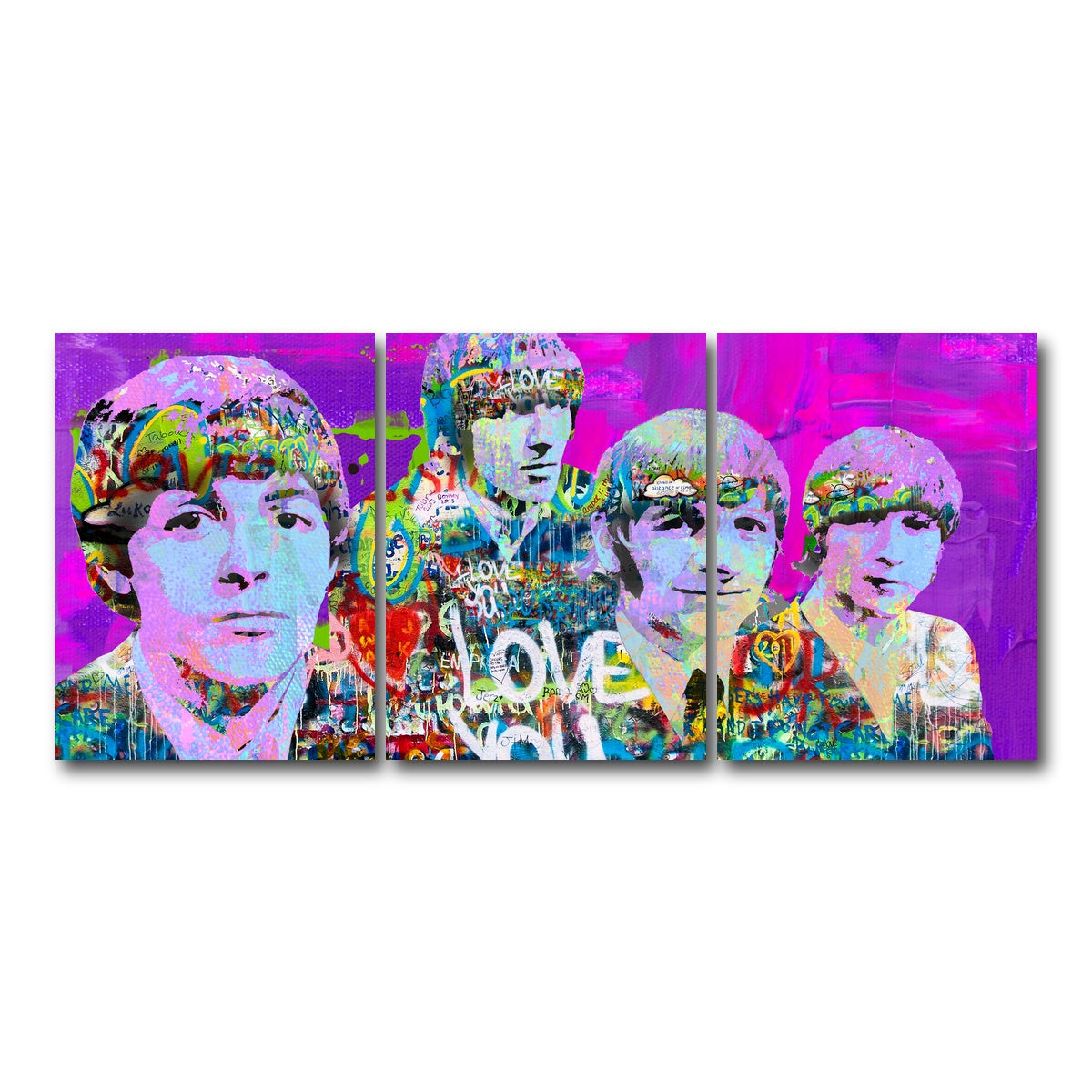 AUTO-MOCKUP WHITE | beatles love you | 3 Piece | Gallery Wrap Canvas | group=18x24