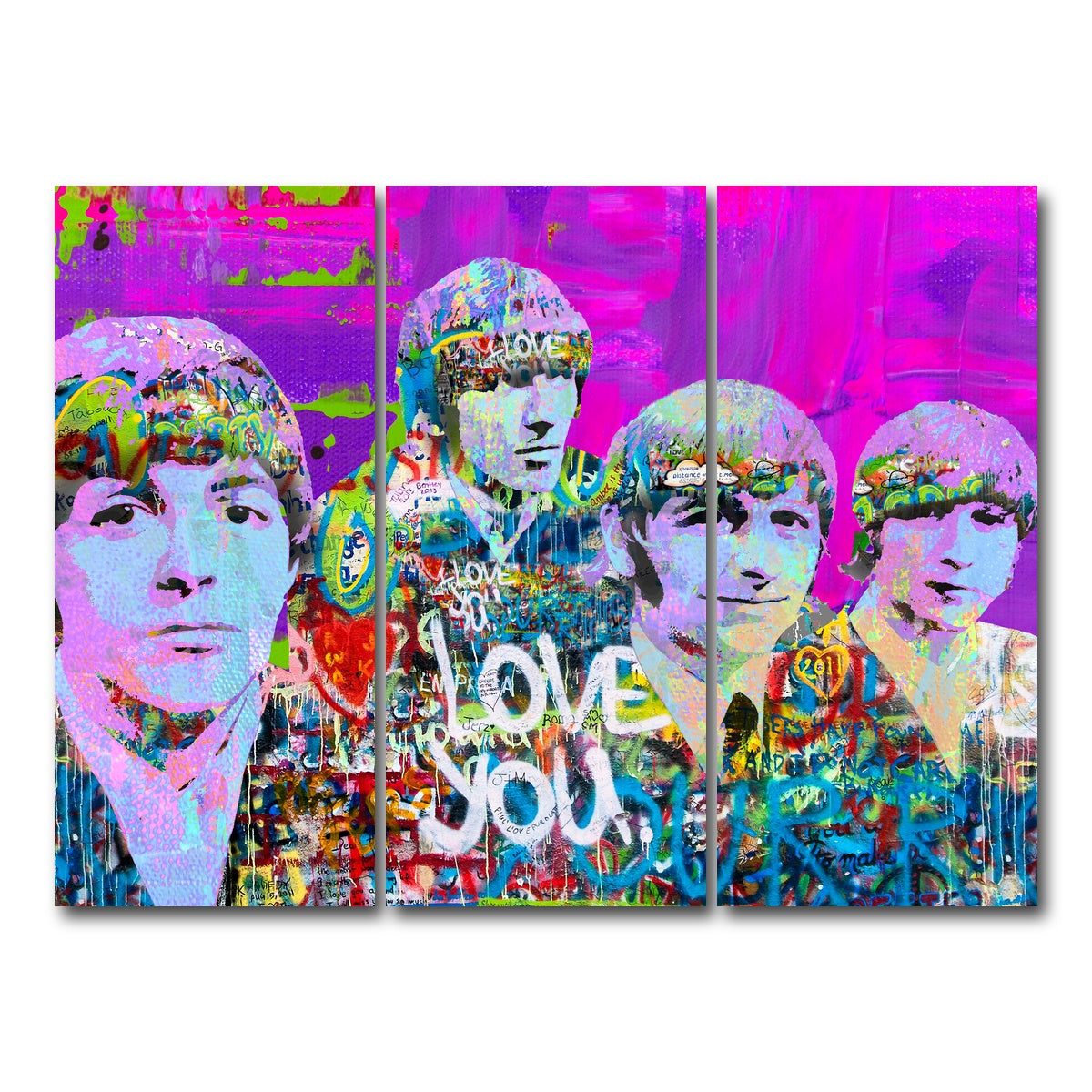 AUTO-MOCKUP WHITE | beatles love you | 3 Piece | Gallery Wrap Canvas | group=8x18