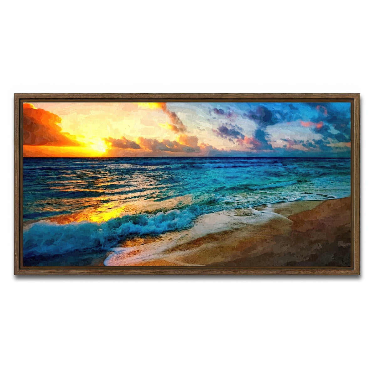 AUTO-MOCKUP WHITE | between sea and sky | 1 Piece | Walnut Framed Canvas | group=2x1